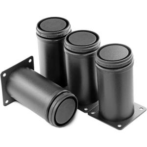 4 Inch Metal Furniture Legs Stainless Steel Adjustable Legs Black Metal Legs Round Cabinet Legs for Coffee Table Cabinet Desk Sofa Shelves, Pack of 4