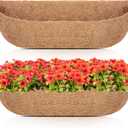 HFHOME 2 Packs 30 Inch Coco Liners for planters, 30" Trough Coconut Planter Hanging Basket Liners Replacement for Window Box Hanging Trough Planter
