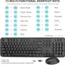 Wireless Keyboard and Mouse Combo, Ergonomic Full Size Typewriter Retro Round Keycaps Keyboard, Compatible with Windows, PC, Perfer for Home and Office Keyboards (Black