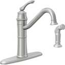 Moen Wetherly Spot Resist Stainless High-Arc Kitchen Faucet with Side Spray, 87999SRS