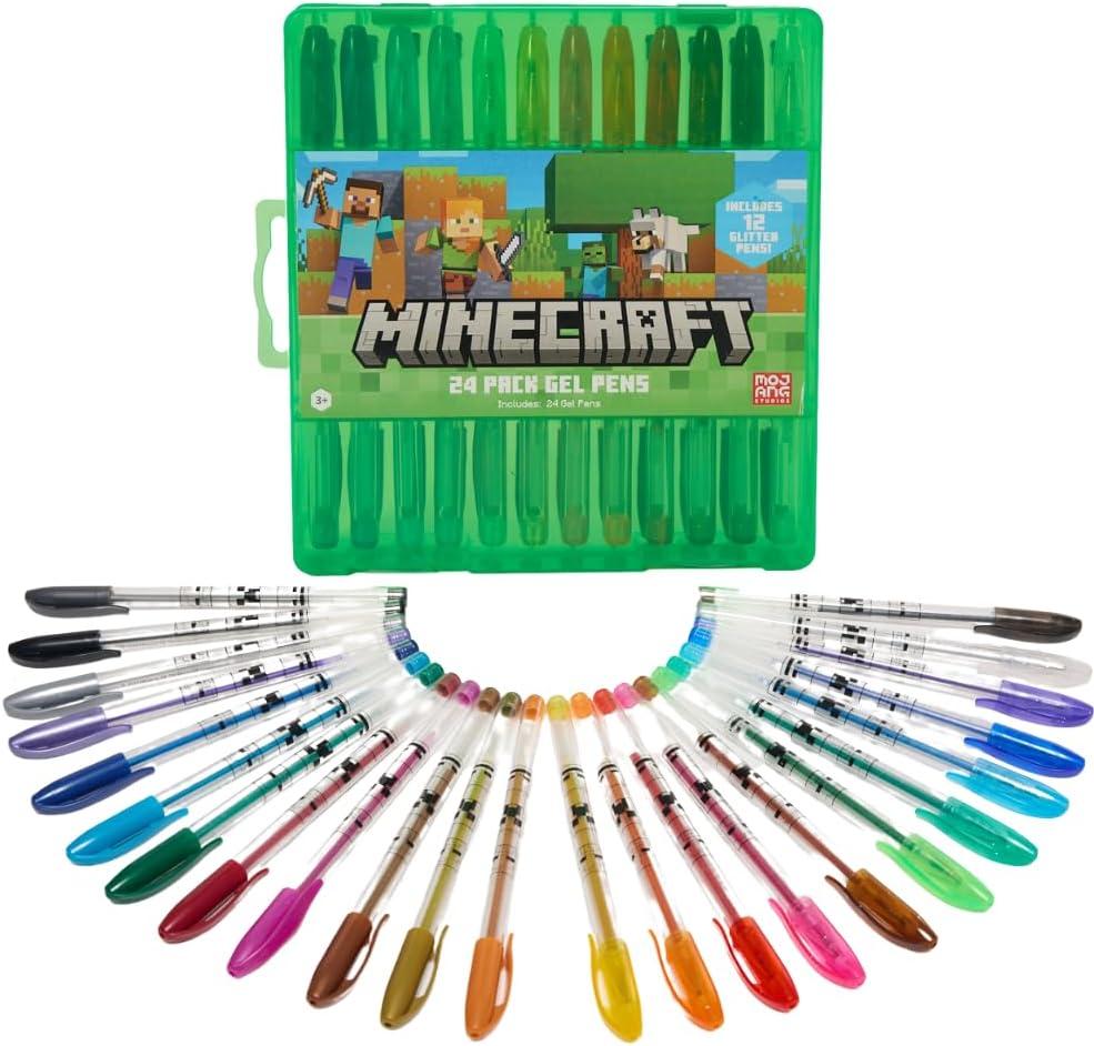 Innovative Designs Minecraft Gel Pens Set for Kids, 24 Pack with Glitter Gel Pens, Cute Pens for Boys and Girls