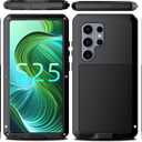 Samsung Galaxy S25 Ultra Case,Built-in HD Screen Protector Luxury Metal Extreme Shockproof Military Bumper Heavy Duty Cover Shell Case for Samsung Galaxy S25 Ultra (Black)