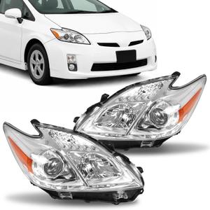 Headlight Assembly Fit for 2010-2011 Toyota Prius Black Housing Clear Lens