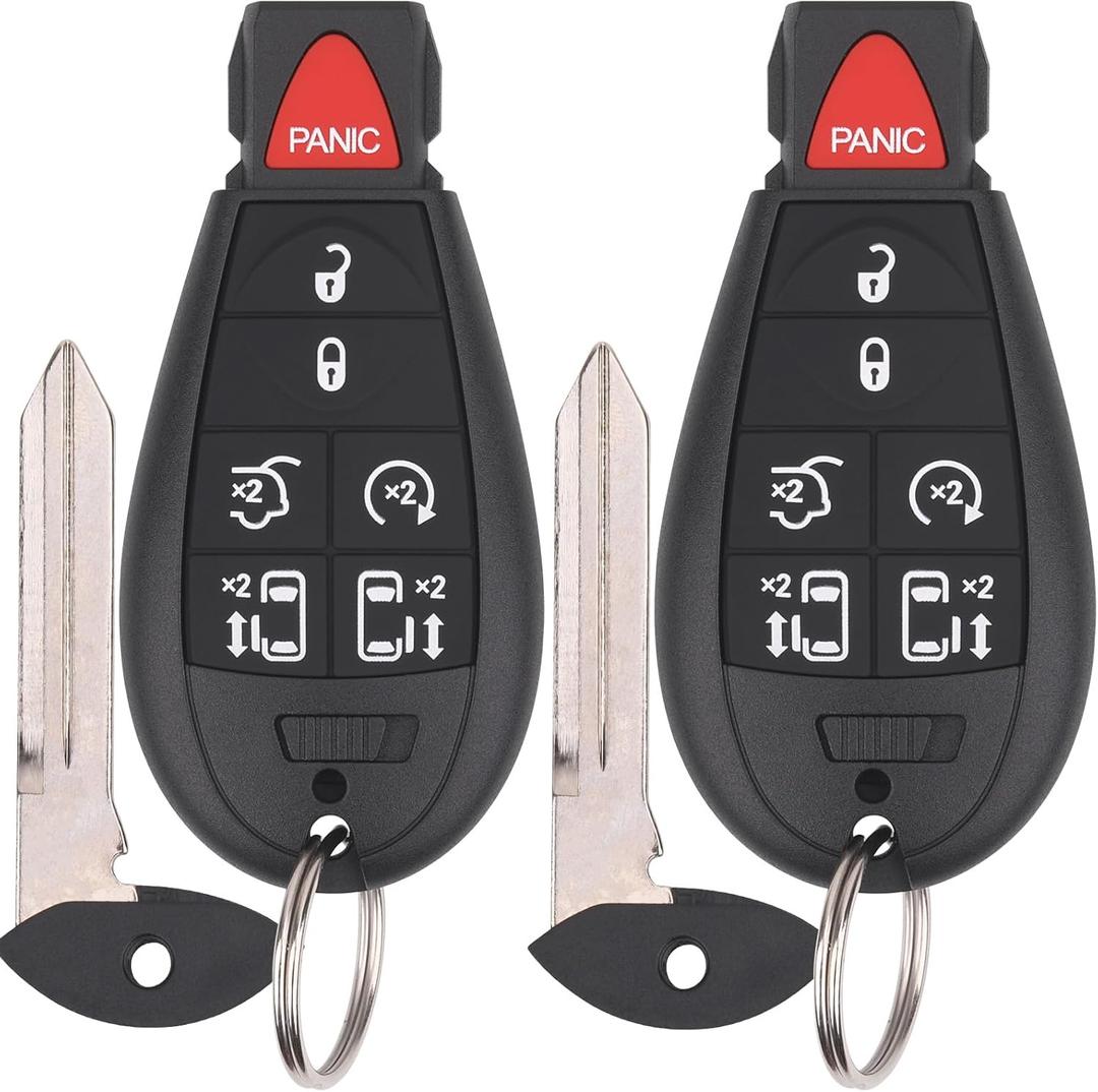 Vurkcy Key Fob Entry Remote Control Key Compatible with 2008-2016 Chrysler Town and Country, 2008-2020 Dodge Grand Caravan, Replacement for M3N5WY783X IYZ-C01C, 7 Button (Pack of 2)