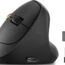 Ergonomic Vertical Wireless Mouse, 57 Natural Handshake for Wrist Pain Relief, Rechargeable 2.4G USB Computer Mouse, Quiet Click, 800/1200/1600 DPI, for Laptop PC Mac, Small/Medium Hands (Black)