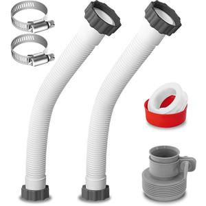 2Pcs 1.5 Diameter Pool Hose with 2 Type B Hose Adapters, 20inch Pool Pump Replacement Hose for Above Ground Pools, Flexible Water Pool Hose Set for Filter Pump and Saltwater Systems