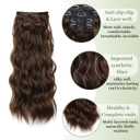 Clip in Hair Extensions 4Pcs Thick Double Invisible Lace Weft Synthetic Hairpieces 22 Inch Wavy Hair Extensions Clip Ins for Women(Chocolate Brown)
