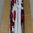 Flag Pole Kit with 3x5 American Flag - Includes 5ft Heavy Duty Tangle Free Flagpole,Embroidered 3X5 US Flag,Aluminum Mount Holder Bracket,Metal Flagpoles for Outside House,Porch,Outdoor - White