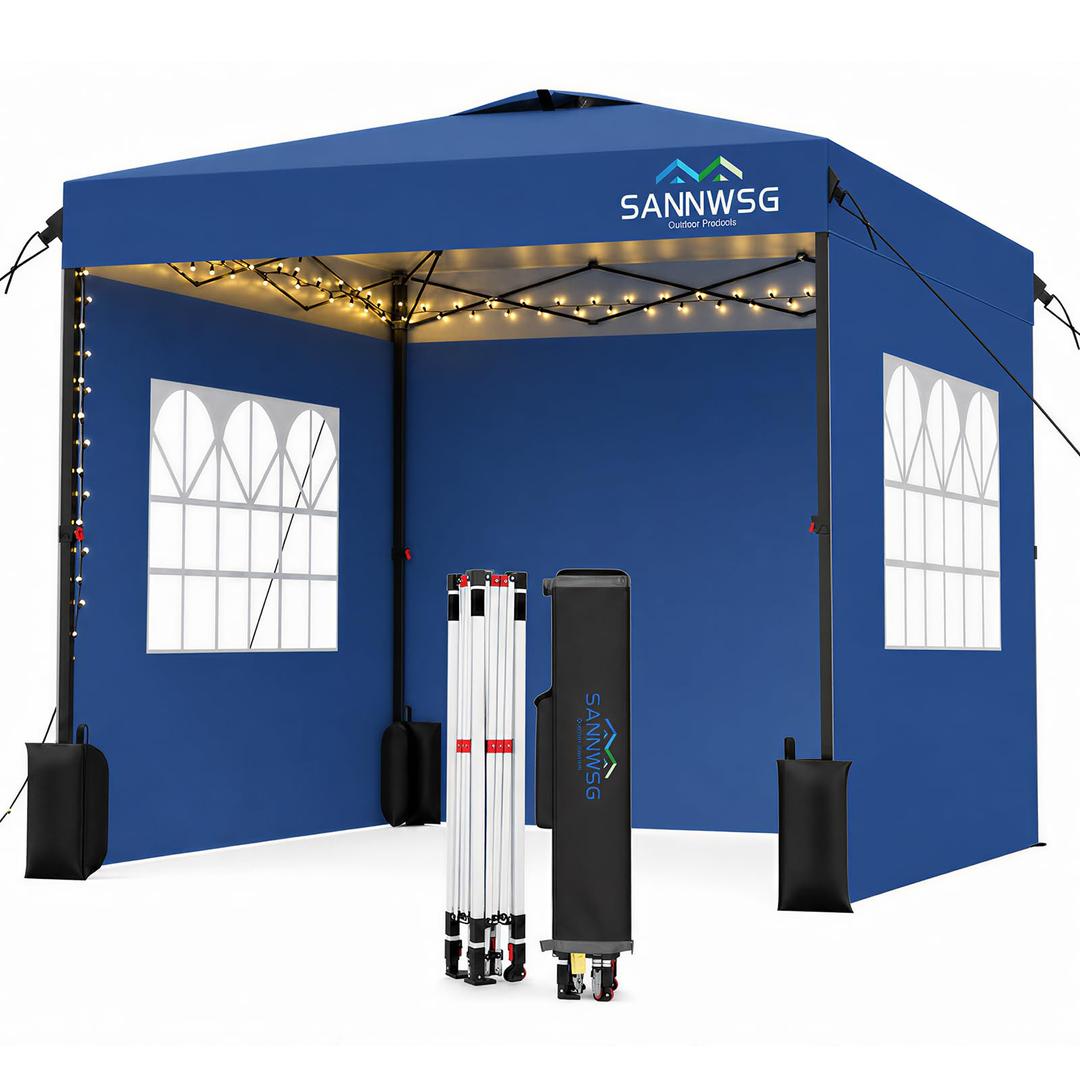 8X8 Pop Up Canopy Tent Easy Up Canopy with 3 Sidewalls