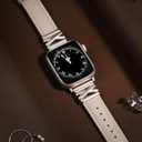 Minyee Leather Band Compatible with Apple Watch 42/41/40/38/44/45/46/49mm Women,Dressy Slim Premium Leather Strap with Designer X-Shape Metal Buckle for iWatch Series 11 10 9 8 7 6 5 4 SE/Ultra 3 2 1