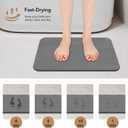 Stone Bath Mat, Diatomaceous Earth Shower Mat, Non-Slip Super Absorbent Quick Drying Bathroom Floor Mat2 Pack, Grey