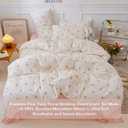 Floral Duvet Cover Set Queen Size, White Pink Tulip Pattern Bedding Duvet Cover with Zipper Closure, Breathable Microfiber Comforter Cover 90"x90" and 2 Pillowcases 20"x30"