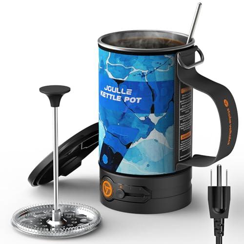 STOKE VOLTAICS Electric French Press Coffee Maker, 120V Boil Water & Press Coffee 2-in-1, Portable Design for Camping, Travel, 6 Minute Brew Ready