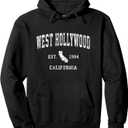 West Hollywood California CA Vintage Athletic Sports Design Pullover Hoodie, S