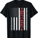 Baccarat American Flag 4th of July Baccara Player Women Men T-Shirt (Small, Black)