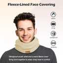 Adults Knit Thermal Neck Warmer Gaiter | Windproof Fleece-Lined Face Mask | Unisex Winter Scarf for Work & Ski Gear (Beige)