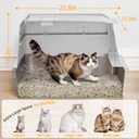 Stainless Steel Litter Box - XL Extra Large Cat Litter Box with Lid, Enclosed Metal Litter Pan with High Sided Enclosure & Scoop, Anti Leakage, Easy to Clean, Odor Control (White)