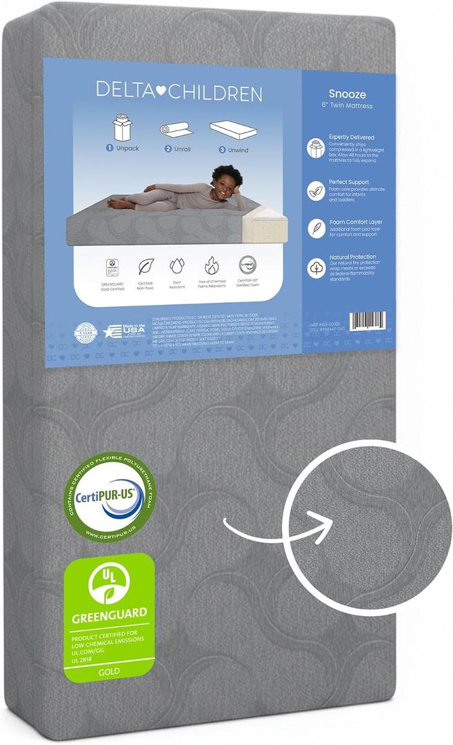 Delta Children Snooze 6 inch Memory Foam Mattress, Twin