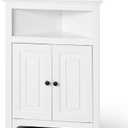 VEVOR 32" Corner Storage Cabinet, 3 Tiers Small Storage Cabinet with 2 Wooden Doors & Adjustable Shelves, Freestanding Corner Kitchen Cabinet for Living Room, Kitchen, Laundry Room, Bathroom, White