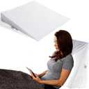 Hermell Bed Wedge Pillow for Sleeping - Supportive Wedge Pillow for Back Pain Relief, Alignment, Wedge Pillow for Sleep Apnea & Pillow for Snoring Relief with Polycotton Wedge Pillow Cover - White
