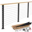 One-Stop Cable Railing Post Kit, 3 Pack Level Drilled Deck Post 36", Fixed Top Cable Railing System Including 3 Railing Post, 125ft Cable, 20 Terminal, 60 Cable Grommets (No Handrail)