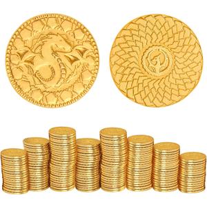 50 PCS DND Fantasy Metal Gold Coins & Leather Pouch for Dungeons & Dragons Novelty Tabletop RPG Board Games Tokens Treasure Coins for Party Tablelap Games Accessories Addons Medieval Game