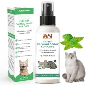 Cat Calming Spray with Natural Mint 150ml Pet Relaxant for Cats and Kittens Helps Reduce Stress, Anxiety & Unwanted Behavior Plant-Based Soothing Spray for Travel, Vets & Home Use