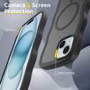 Magnetic for iPhone 15 Case, [Compatible with MagSafe] [Military Grade Drop Protection] Translucent Matte Shockproof Anti-Scratch Phone Cover (Black)