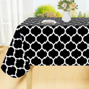 Smiry Rectangle Table Cloth, Waterproof Vinyl Tablecloth with Flannel Backing for Rectangle Tables, Wipeable Spillproof Plastic Tablecloths for Dining, Camping, Indoor and Outdoor 60" x 102", Black