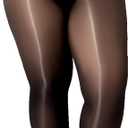 Women's Shiny Pantyhose Plus Size Sheer Tights Silk Oil High Waist Shimmer Stockings (Black, XXL)