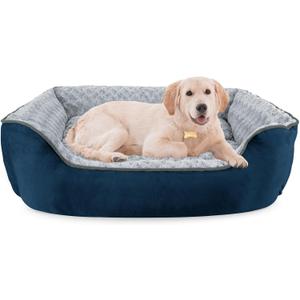 JOEJOY Rectangle Dog Bed for Large Medium Small Dogs - Washable Orthopedic Sofa Bed, Soft Breathable Puppy & Pet Cuddler, Durable Calming Dog Bed with Anti-Slip Bottom, Multiple Sizes, Navy Blue (L(30"x 24"x 9"))