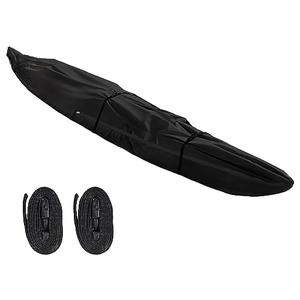 Seapisode Fade and Tear Resistant Trailerable Cover with Waterproof Zipper, 600D Marine Grade Heavy-Duty Waterproof Canoe Cover Fit for 12ft Kayak, Indoor/Outdoor Storage, Black