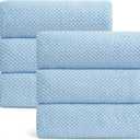 Ultra Soft Towel Set of 6, Blue Microfiber Big Bath Towel Sheets 28x55 Inches, Luxury Plush Towels- Waffle Weave Design, Highly Absorbent, Quick Dry, Premium Quality Towel Set for Bathroom 