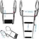 3 Step Pontoon Boat Ladder, Pontoon Ladders for Pontoon Boats, Stainless Steel Rear Entry Inboard Ladders Over Platform