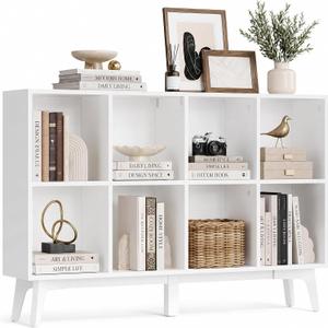 VASAGLE MAEZO Collection - Bookshelf, Bookcase, Cube Shelf with 8 Compartments, Storage Shelf, for Living Room, Home Office, Dining Room, 9.4 x 47.1 x 30.3 Inches, Cloud White ULBC193WB01S