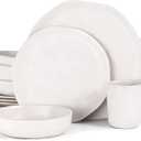 Cabtnca Modern Ceramic Dinnerware Sets for 4, 16 Pieces Stoneware Plates and Bowls Sets, Highly Chip Scratch Resistant, Microwave & Dishwasher Safe Dish Set for Home Kitchen, Speckled White
