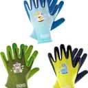 PACIFIC PPE 3 Pairs Kids Gardening Gloves for Age 5-9, Toddler Rubber Coated Garden Gloves, Kids Work Gloves, for Children, Boys and Girls, Multicolor, XXS