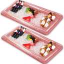 2 Pieces Inflatable Serving Bar Glittering Confetti Food Cooler Buffet with Drain Plug, Inflatable Ice Serving Bar for Food and Drinks for Pool and Outdoor Events(Pink)
