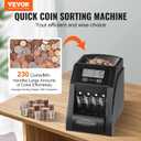 VEVOR USD Coin Sorter, Coin Counter Machine for 1 5 10 25 Coins, LCD Screen Display, Coin Sorter and Wrapper Machine with Thicker Coin Tubes and Tray, Holds up to 200 Coins, 9.06 x 7.09 x 9.45 inches
