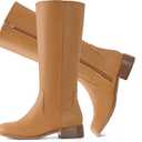 Shoe'N Tale Women's Knee High Boots Block Low Heel Square Toe with Side Zipper Fall and Winter Fashion Comfortable Boots (S)