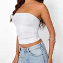 Trendy Queen Women's Strapless Bandeau Crop Top (White, XS)