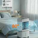 Grelife Evaporative Air Cooler with 10L(2.64 Gal) Large Tank,8 Speeds & 3 Wind Modes, 80° Oscillation,24H Timer,Remote Control,LED Display, Mist & Humidifier Function for Home Office Bedroom white