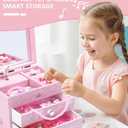 Musical Jewelry Box Jewelry Organizer Box for Women Girls with 2 Pullout Drawers,Wooden Storage Box Princess Jewelry Boxes,Castle Design Kids Jewelry Box for Little Girls Birthday Christmas Gift
