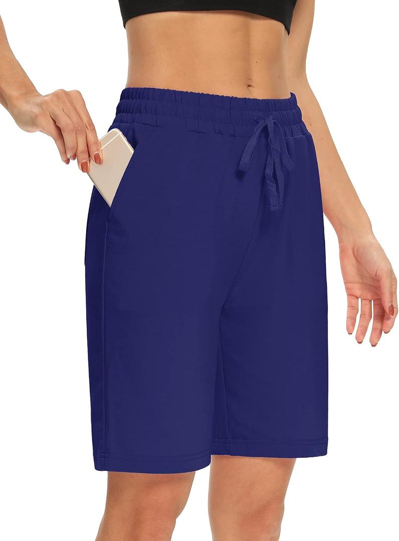 DIBAOLONG Womens Yoga Shorts Loose Comfy Drawstring Lounge Bermuda Shorts with 3 Pockets (Purple, M)