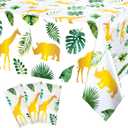 Tudomro 3 Pcs Jungle Safari Tablecloths Jungle Animal Table Cover Wild One Table Cover Palm Leaves Tablecloth for Kids Safari Theme Party Birthday Party Supplies,108 x 54 Inch