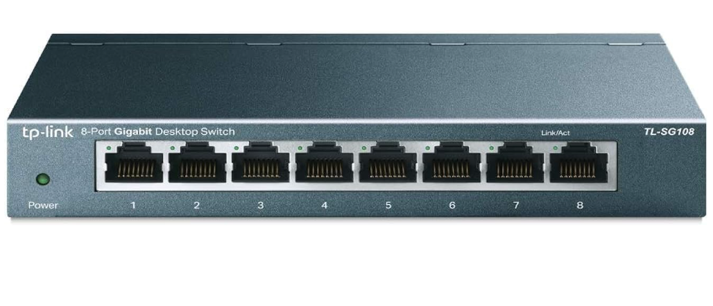 TP-Link 8 Port Gigabit Ethernet Network Switch - Ethernet Splitter | Plug & Play | Fanless | Sturdy Metal w/ Shielded Ports | Traffic Optimization | Unmanaged | Lifetime Protection (TL-SG108)