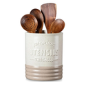 vancasso Sabine Utensil Holder, 7.2" Large Utensil Crock for Kitchen Counter, Ceramic Utensil Crock Storage, Matte Cream-Colored Farmhouse Utensil Organizer, Utensil Storage for Home Décor, Gifts