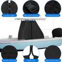 T-Top Center Console Boat Cover, Heavy Duty 1200D Waterproof T Top Console Cover with Motor Cover, UV Resistant Polyester T-Top Boat Cover, Black(60" L x 48" W x 66" H)