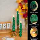 3 PCS Christmas Tree Taper Candles with Remote & Timer, Flameless Christmas Tree Wax Battery Operated Green Tree LED Candle for Christmas Home Decor(3pcs,9.5inch)