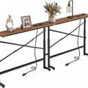 2-Pack Narrow Console Table with 2 Power Outlets & USB-C & USB, 78.8" Narrow Sofa Table with Adjustable Height 25"-32", 5.9" Skinny Behind Couch Table with Storage for Living Room, Entryway, Brown